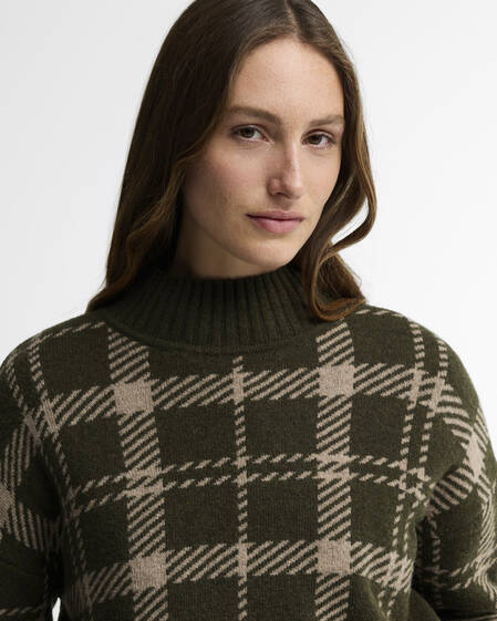 Barbour Wollpullover Delilah Tartan Olive Multi