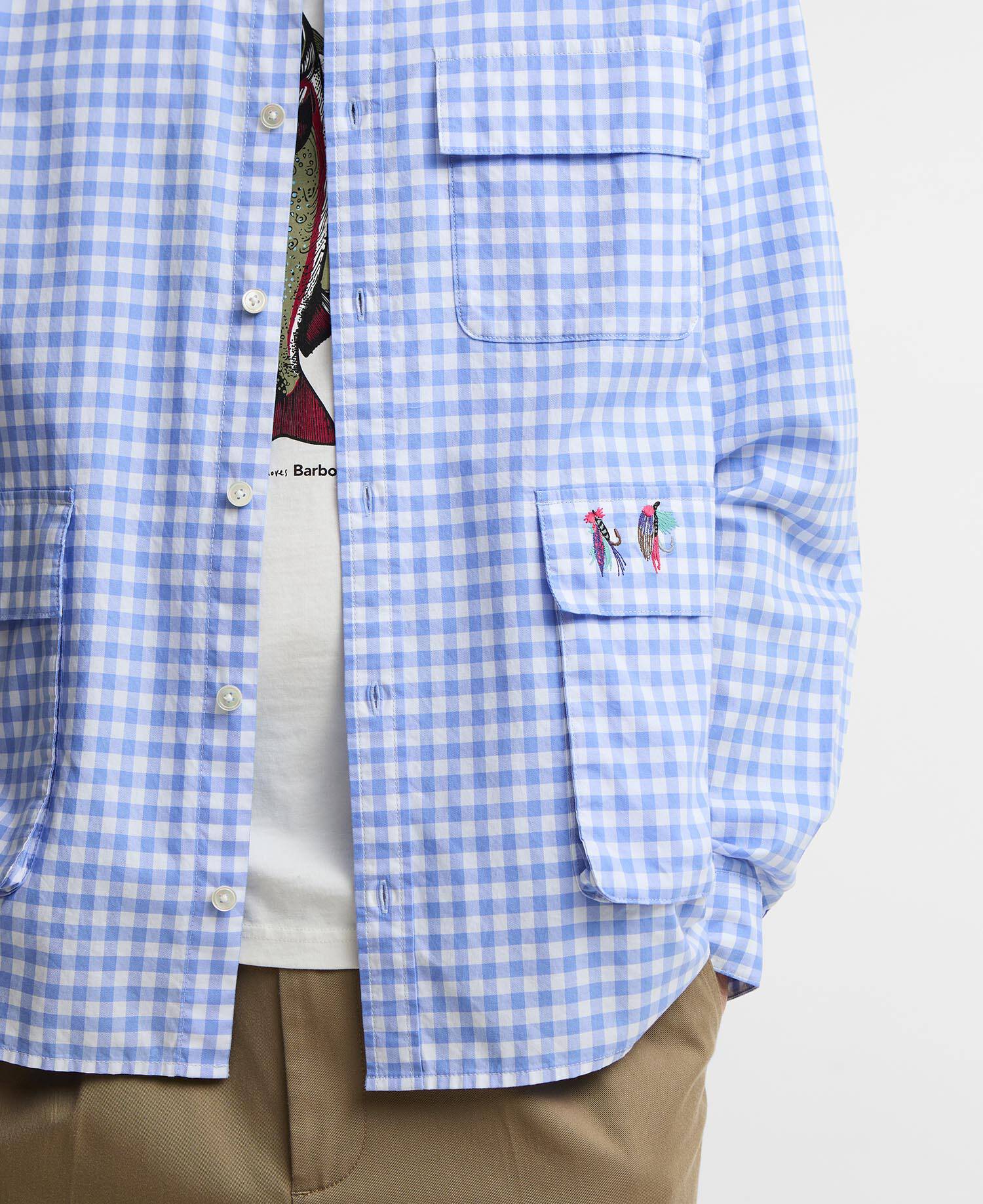 Paul Smith Loves Barbour Hemd Rawling Gingham Mid Blue image number 4
