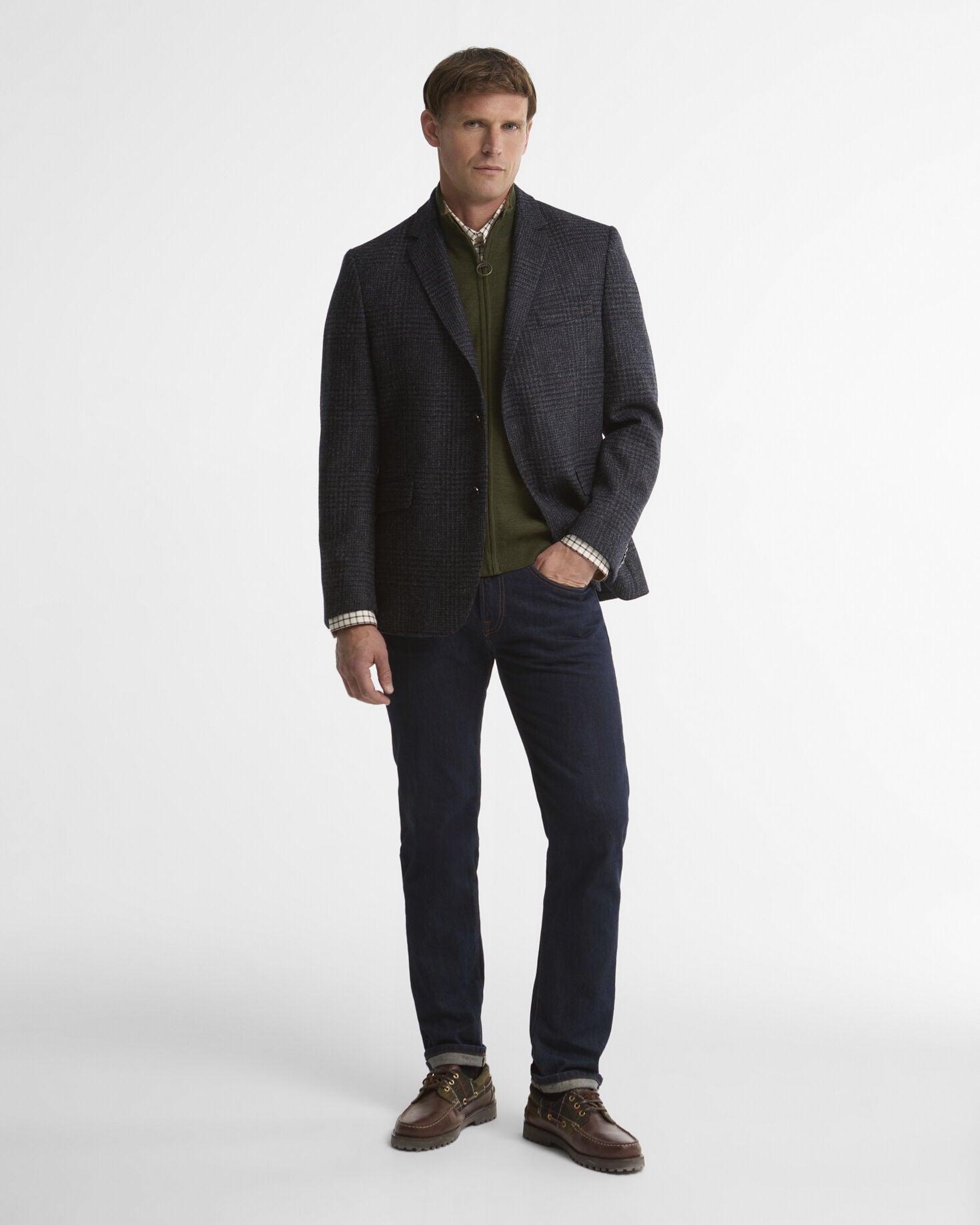 Bryson Moons Check Blazer Navy