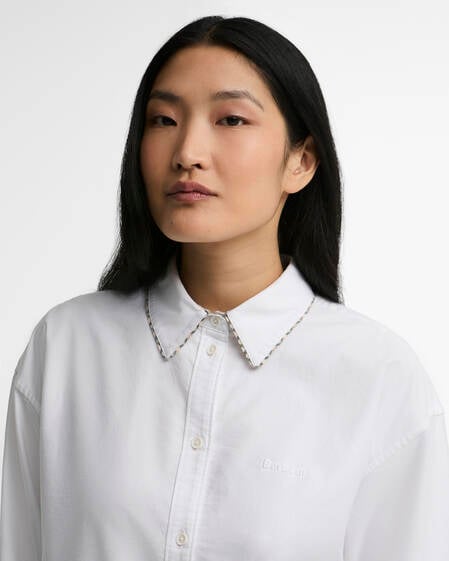 Barbour Bluse Alverstone Oxford Relaxed Fit White