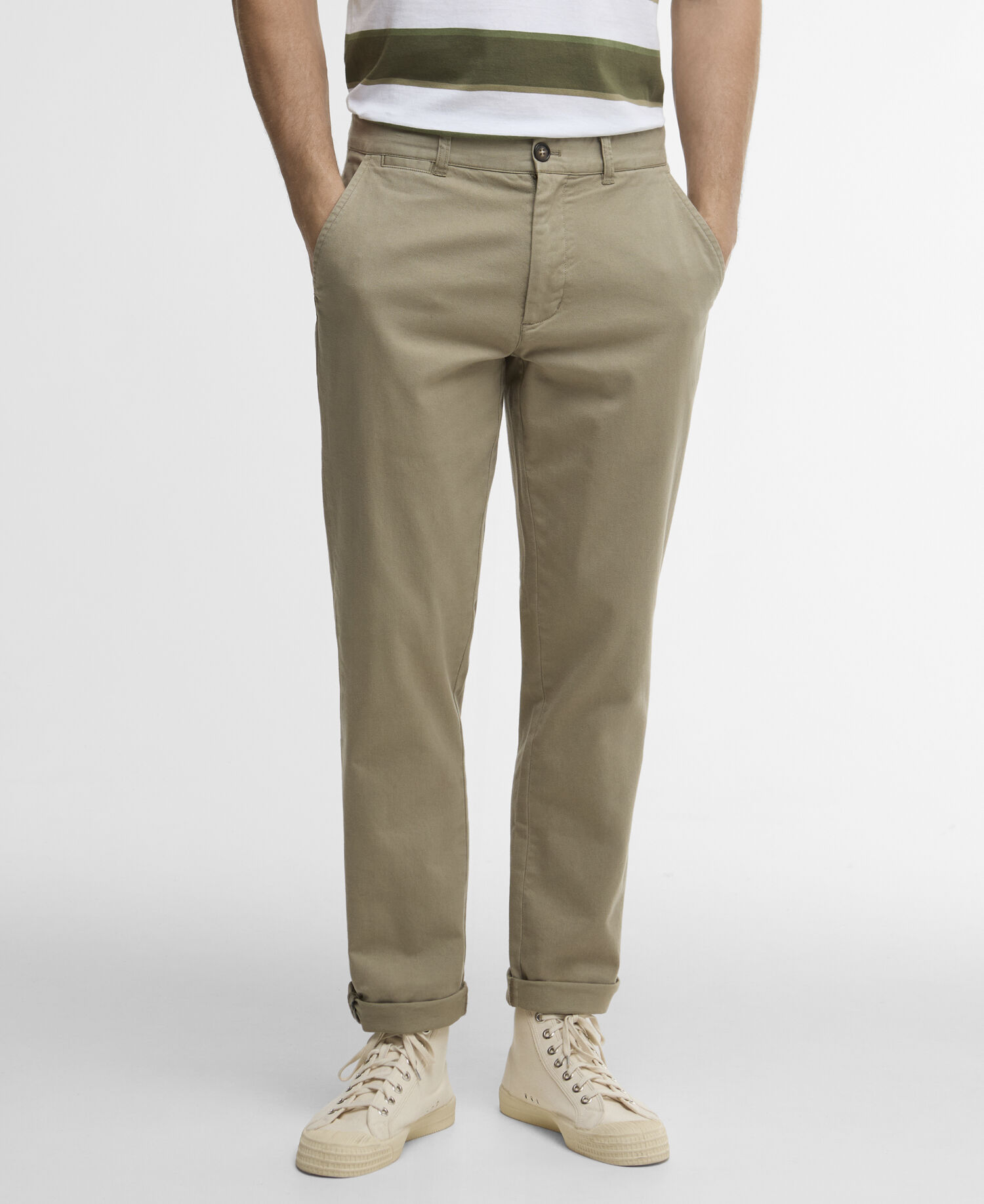 Hose Washed Stretch Tailored Grey Olive