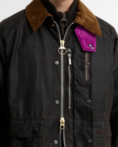 Paul Smith Loves Barbour Transport Windowpane Waxed Jacket Rustic/Bark
