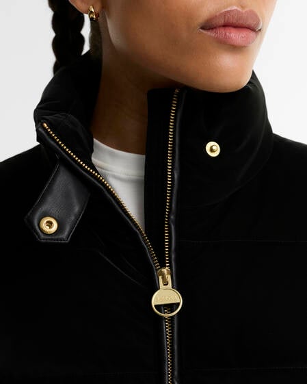 Balaton Faux-Velvet Quilted Sweatshirt Black