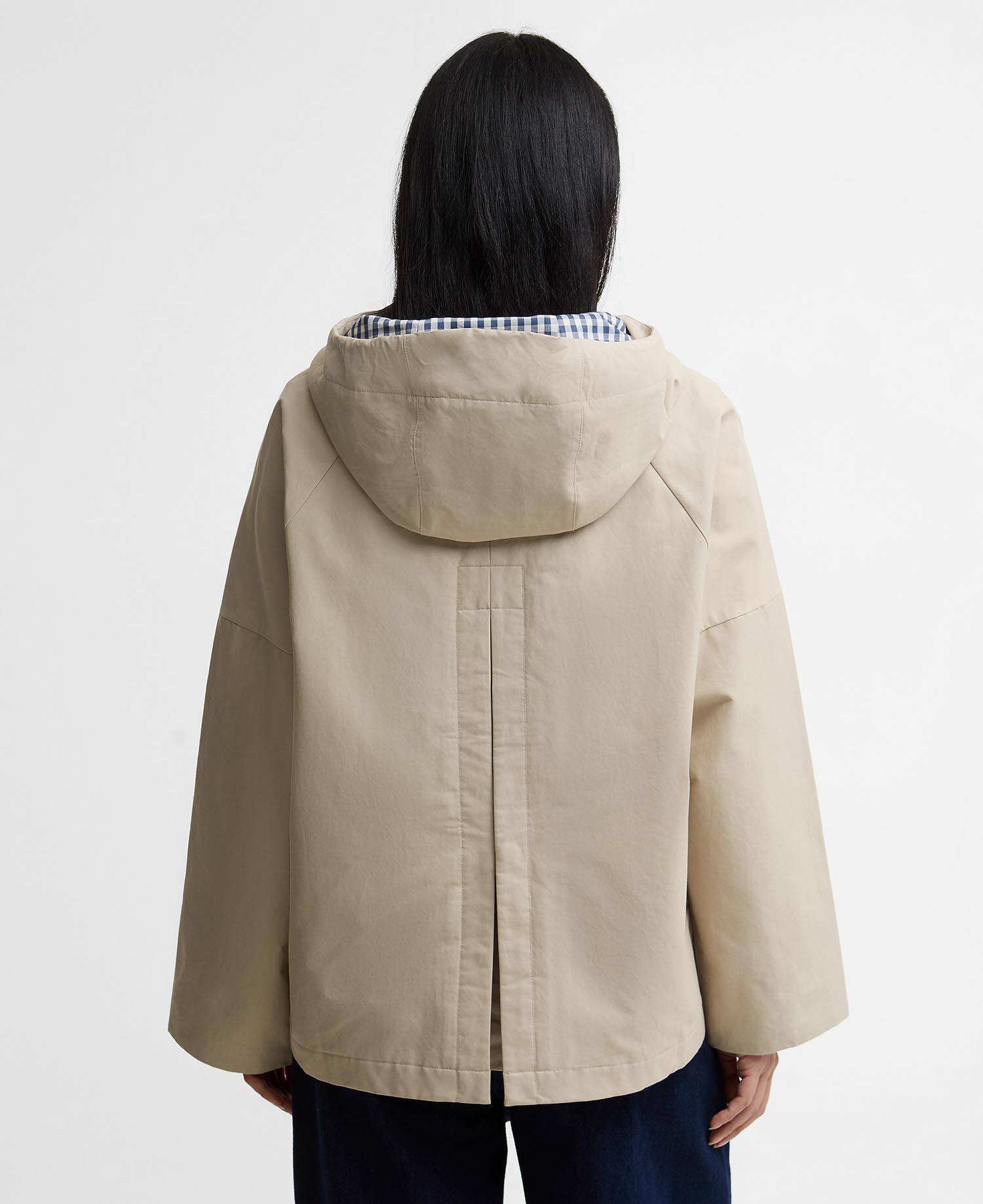 Jacke Kingswood Showerproof Light Sand/Navy Gingham image number 2
