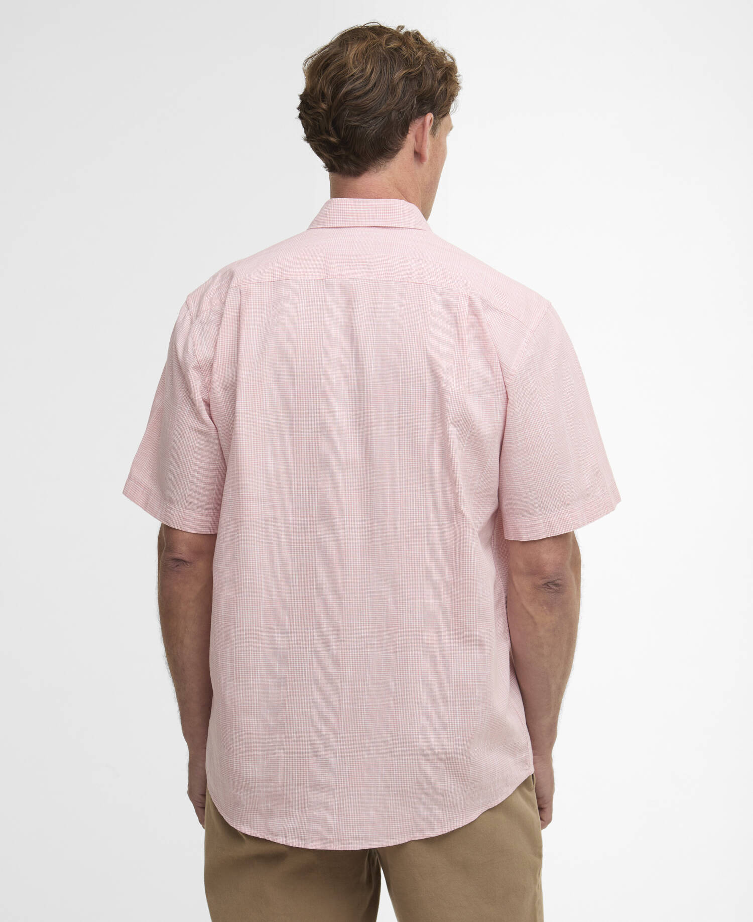 Camicia Fleming in misto lino a maniche corte dalla vestibilit&agrave; regular Pink image number 2