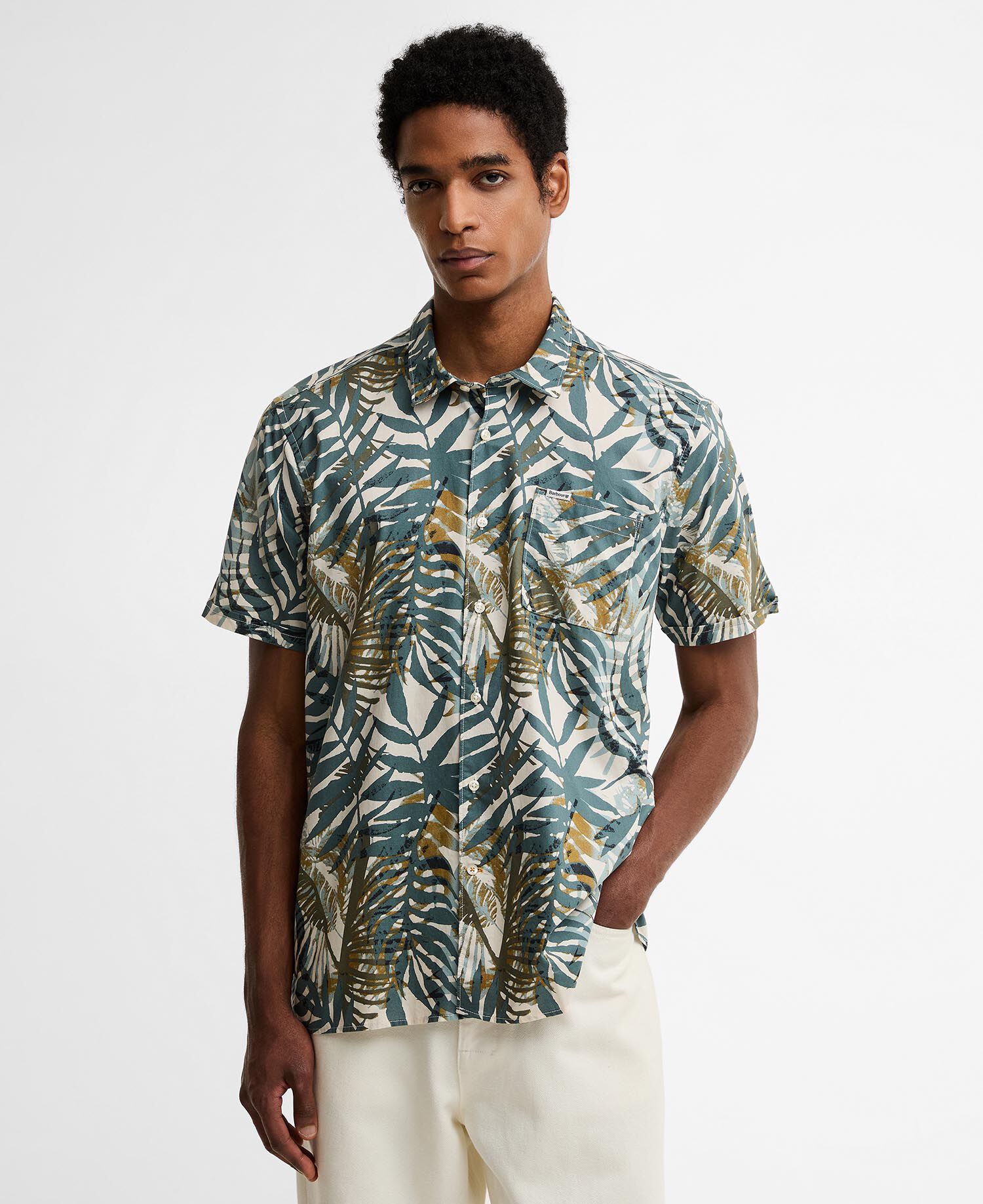 Gleaston Printed Short-Sleeved Shirt Vintage Teal