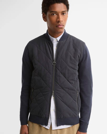 Quilted Front Zip-Up Jacket Navy