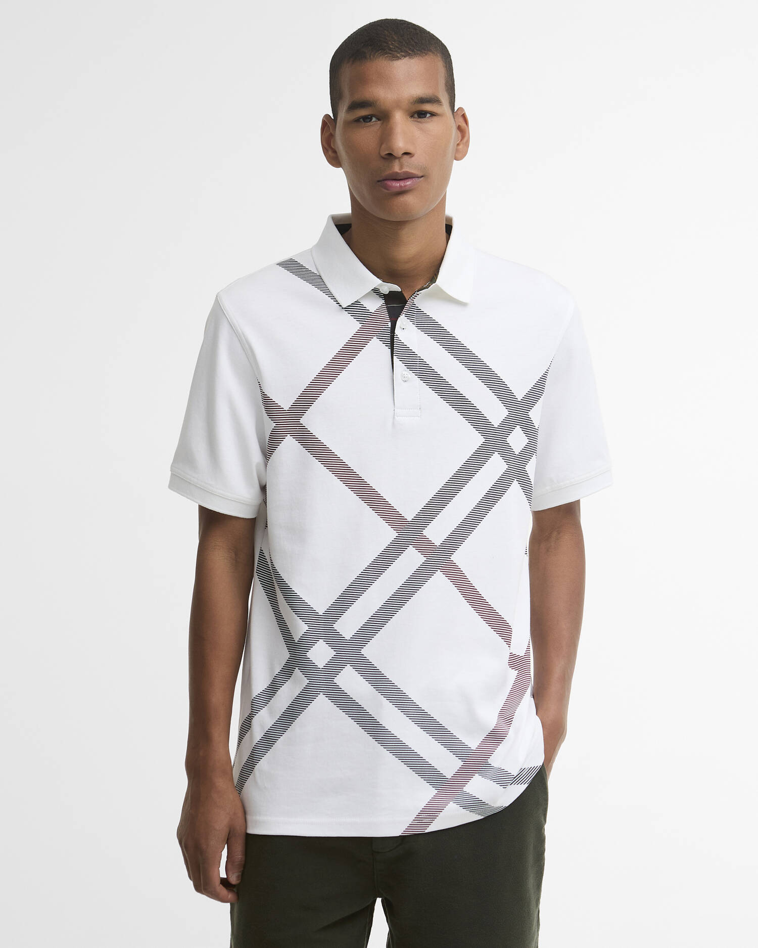 Tartan Bias Tartan Tailored Polo Shirt White image number 0