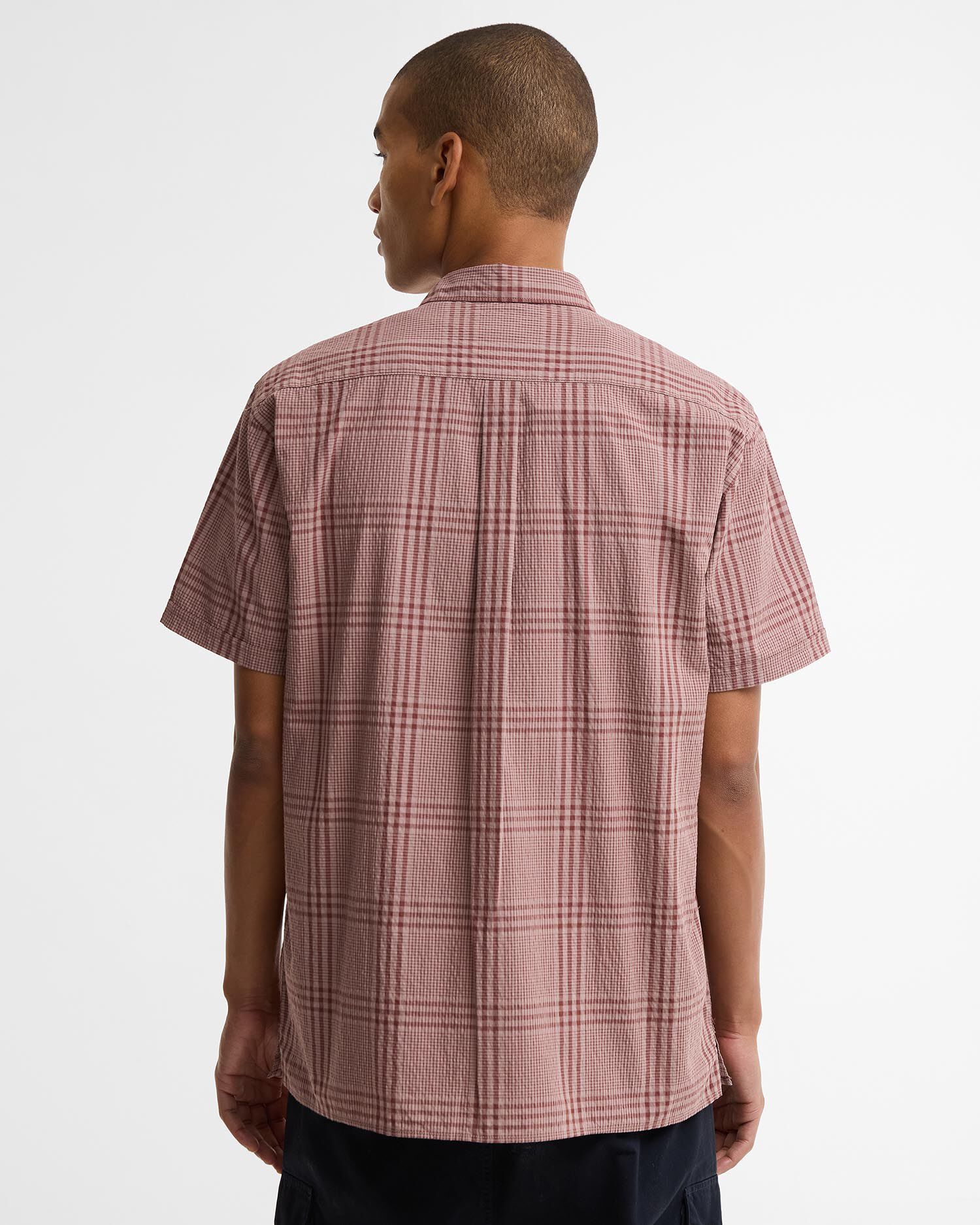 Camicia Carrock a maniche corte in seersucker con motivo a quadri Burnt Pepper