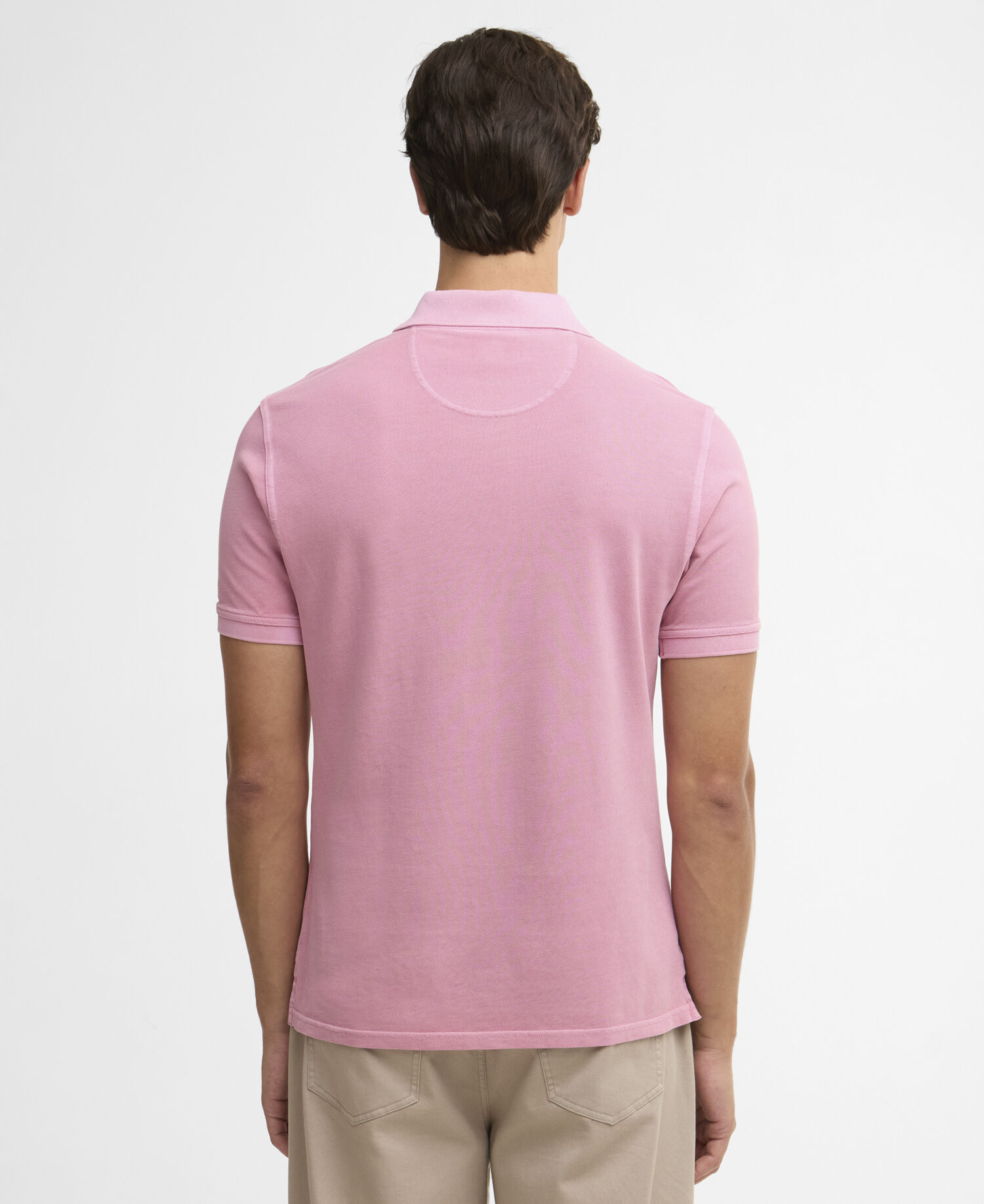 Washed Tartan Tailored Pique Polo Washed Pink