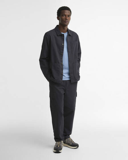 Barbour Overshirt Tartan Trimmed Washed Dark Navy