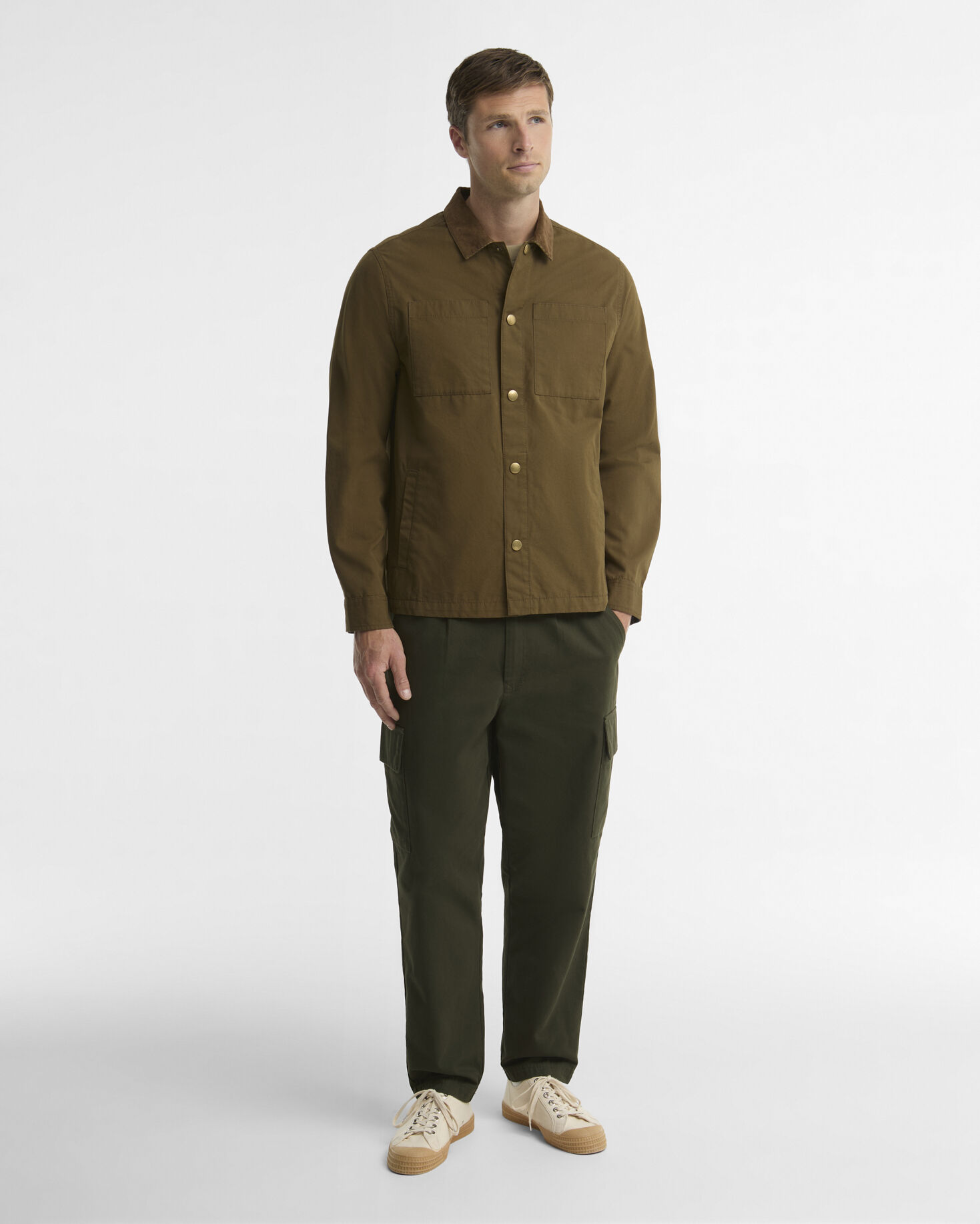 Barbour Overshirt Cord Collar Twill Beech