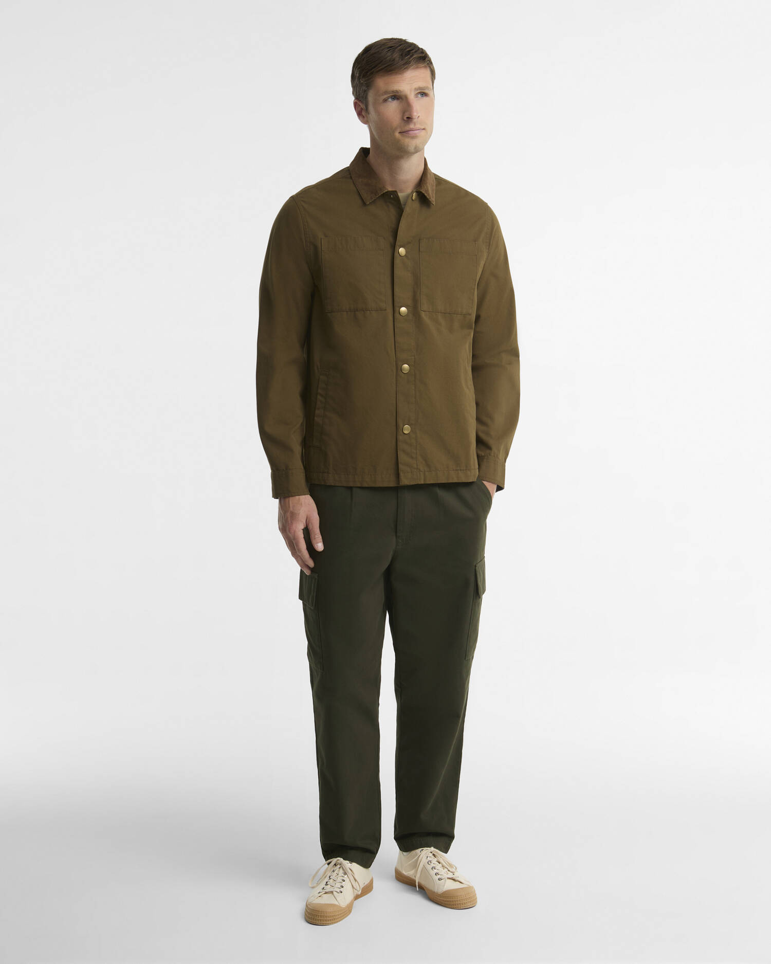 Barbour Overshirt Cord Collar Twill Beech image number 1