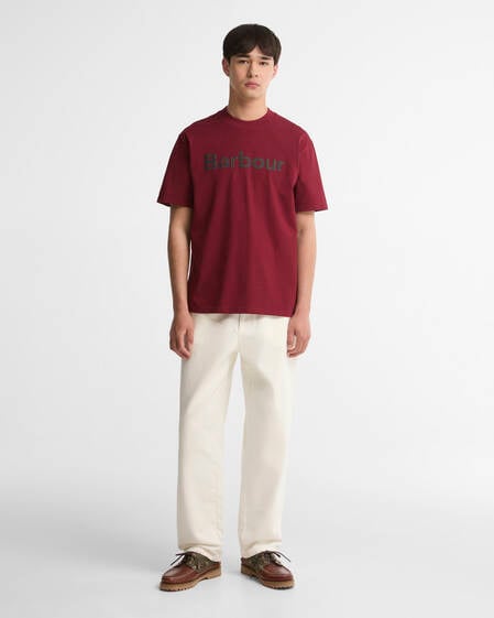 T-shirt oversize con stampa del logo in tartan Wine