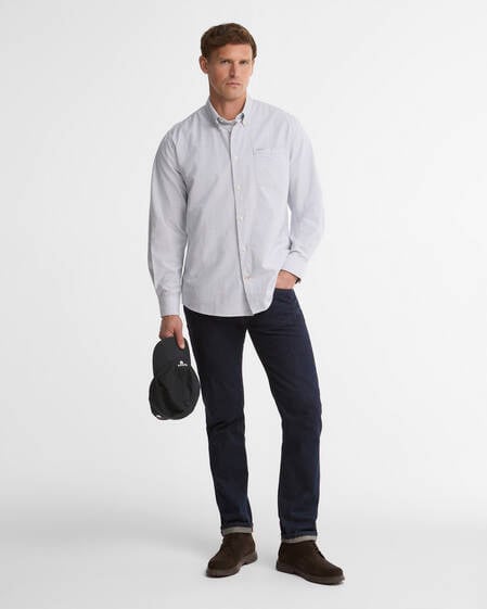 Sheldane Striped Regular Long-Sleeved Shirt Deep Blue