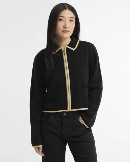 Cardigan Amryn in lana con chiusura a zip Black