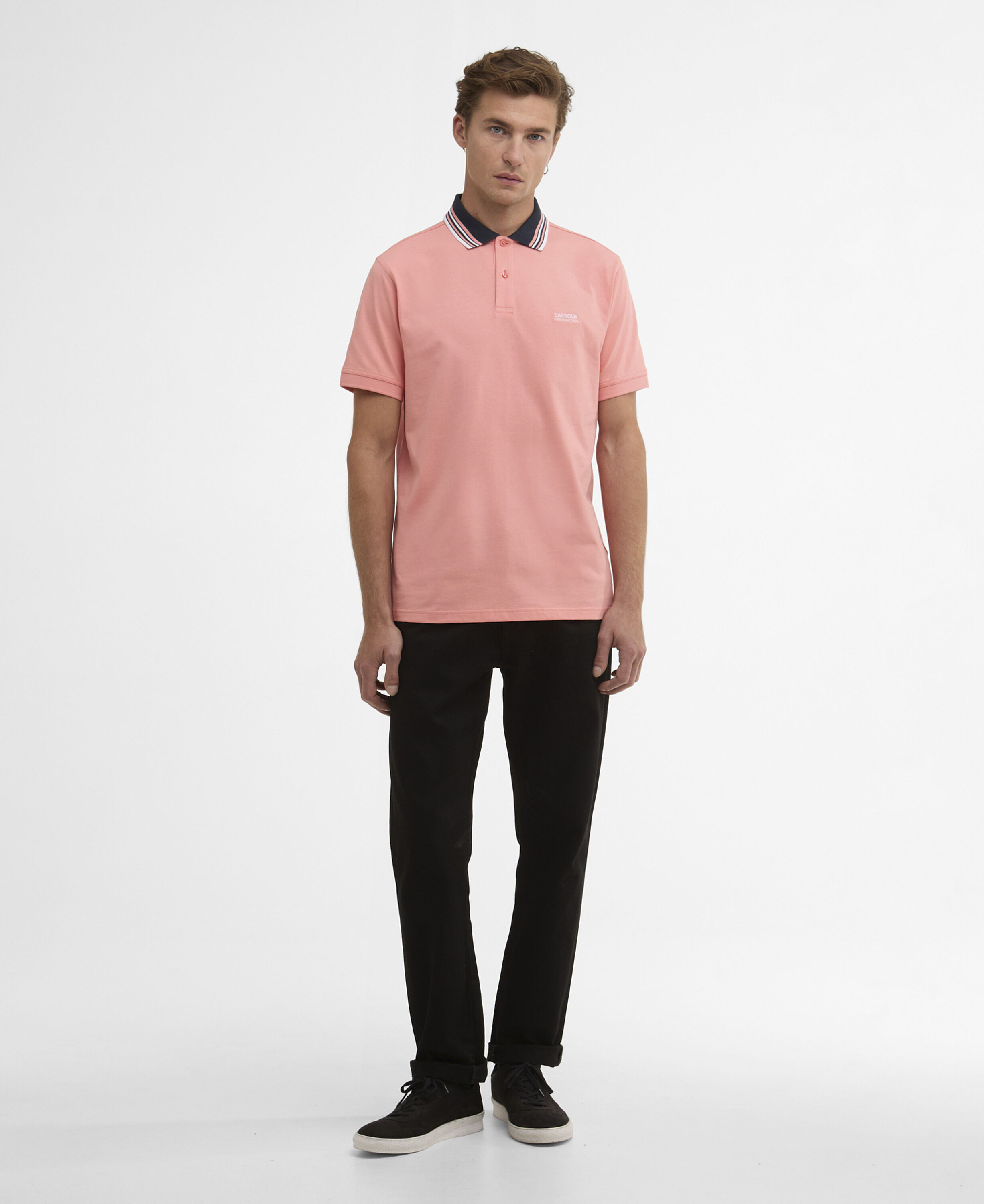 Polo Burnwood con bordature a contrasto Burnt Coral