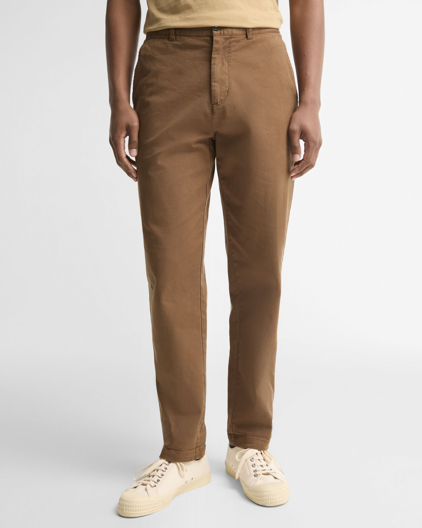 Washed Stretch Tailored Trousers Dark Sand