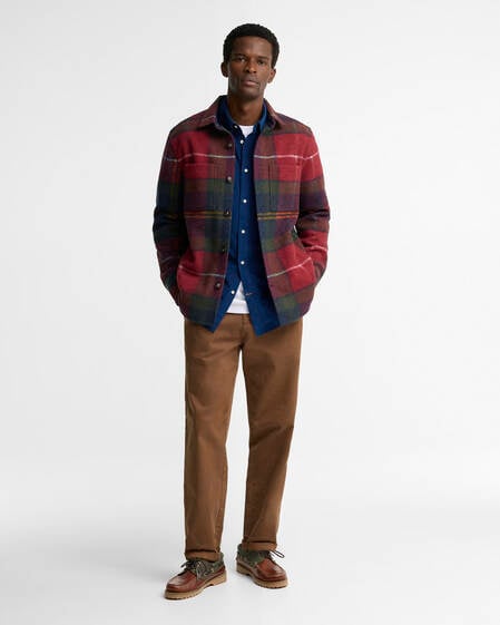 Woodlane Brushed Check Overshirt Winterberry Tartan