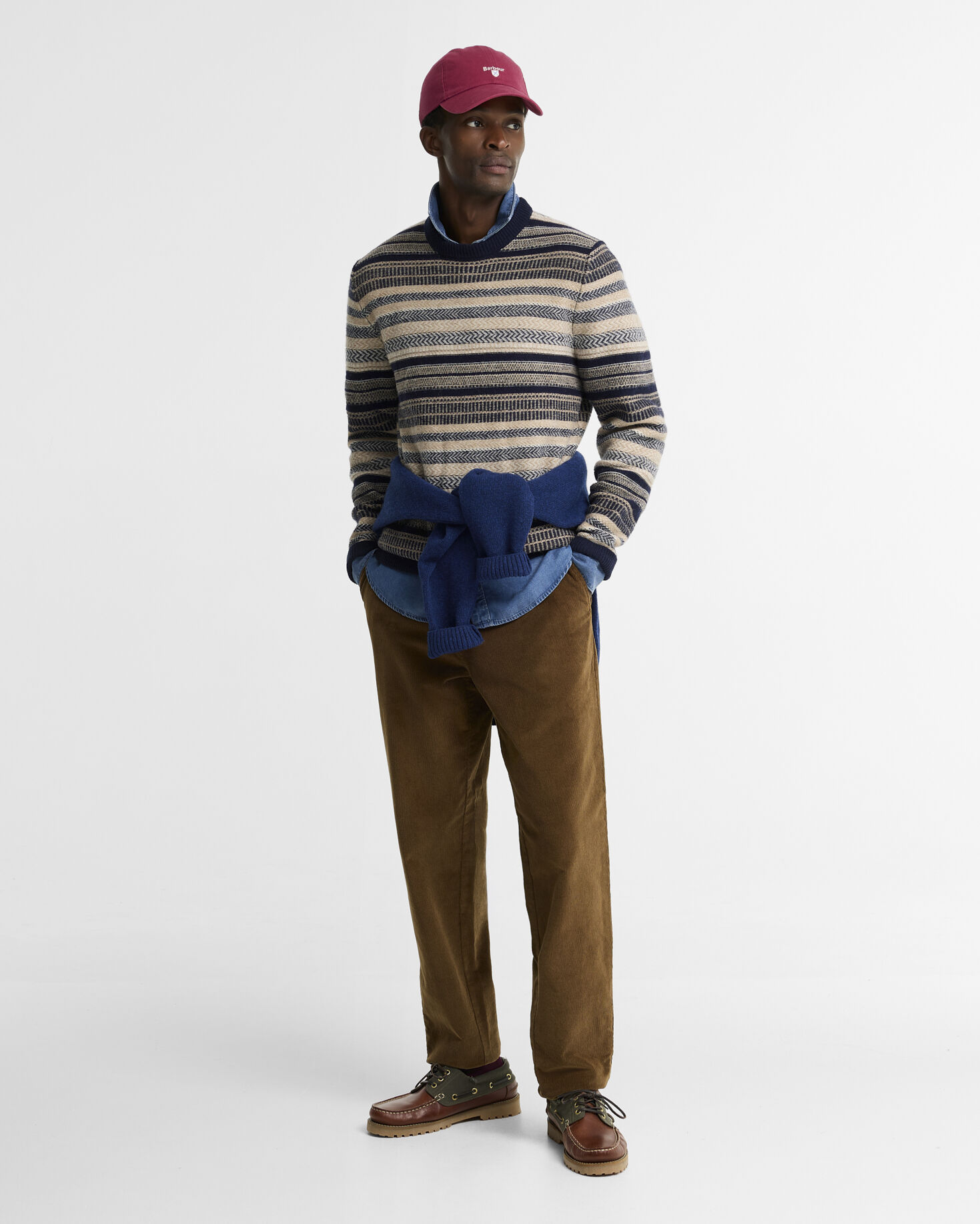 Barbour Pullover Highsted Fair Isle Rundhalsausschnitt Navy