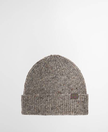 Scottish Donegal Tweed Beanie Grey Stone