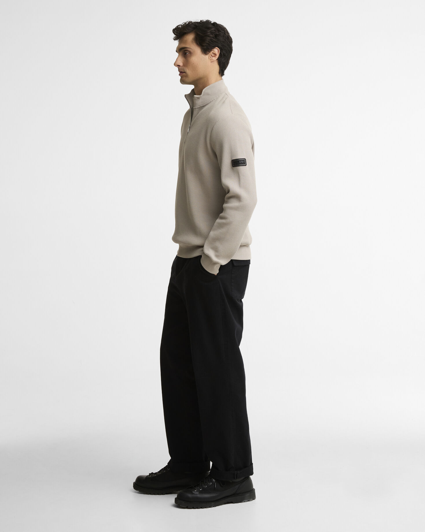 Felpa Curve con mezza zip Concrete