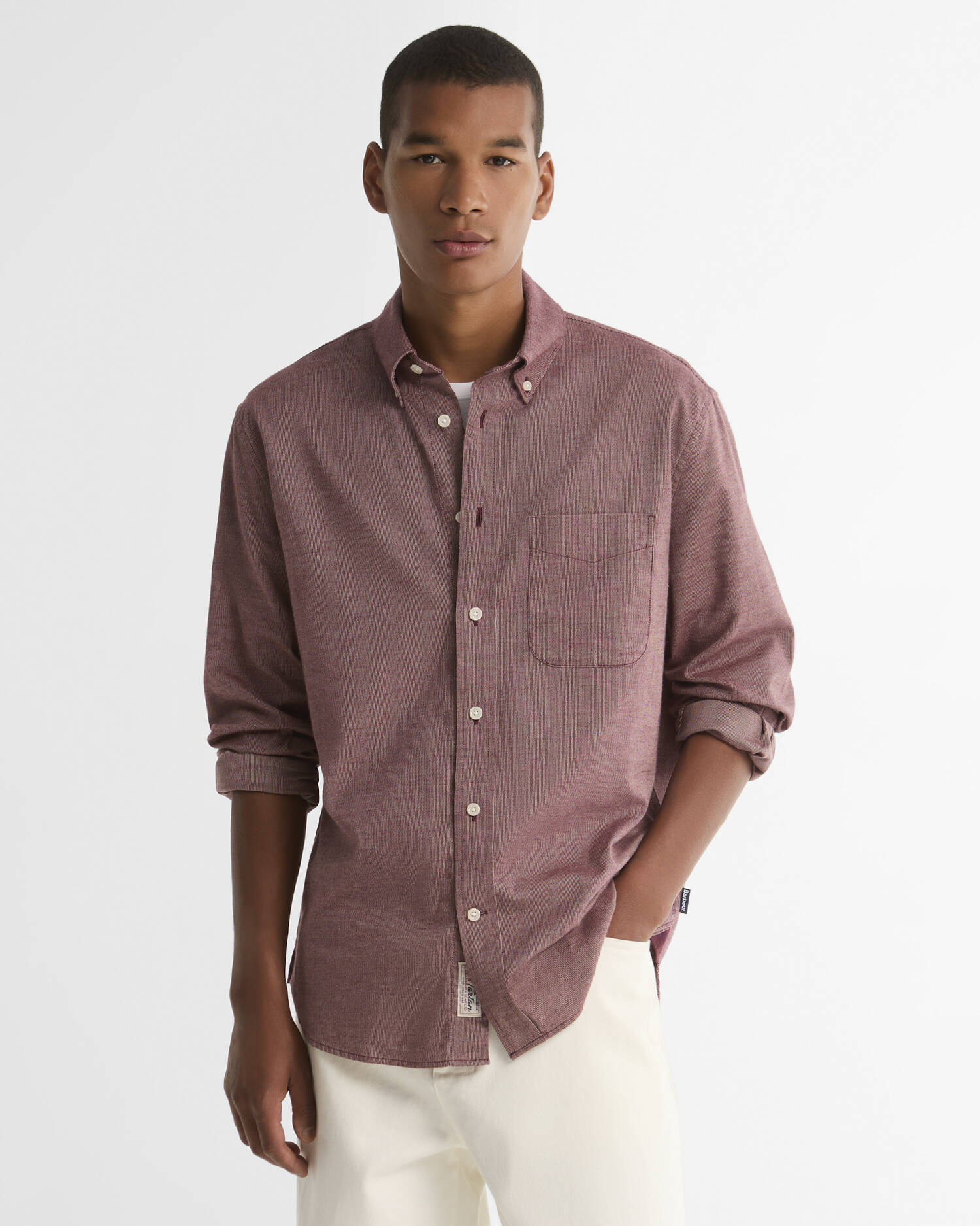 Nevis Authentic-Fit Long-Sleeved Shirt Ruby Marl image number 0