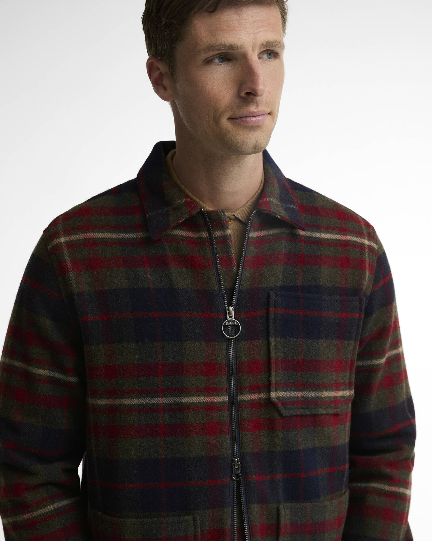 Southview Checked Overshirt Olive image number 3