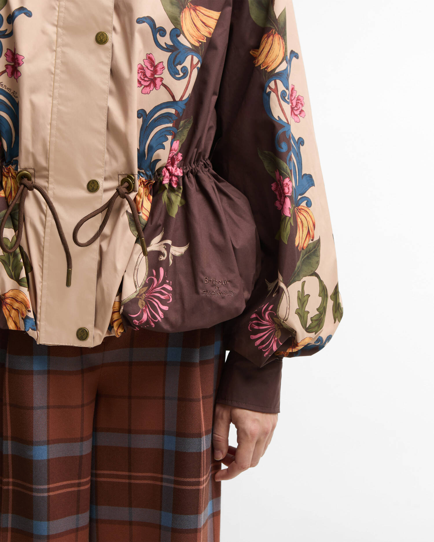 Barbour FARM Rio Mandevilla Peplum Showerproof Jacket Bloom In Between/Brown Banana image number 4