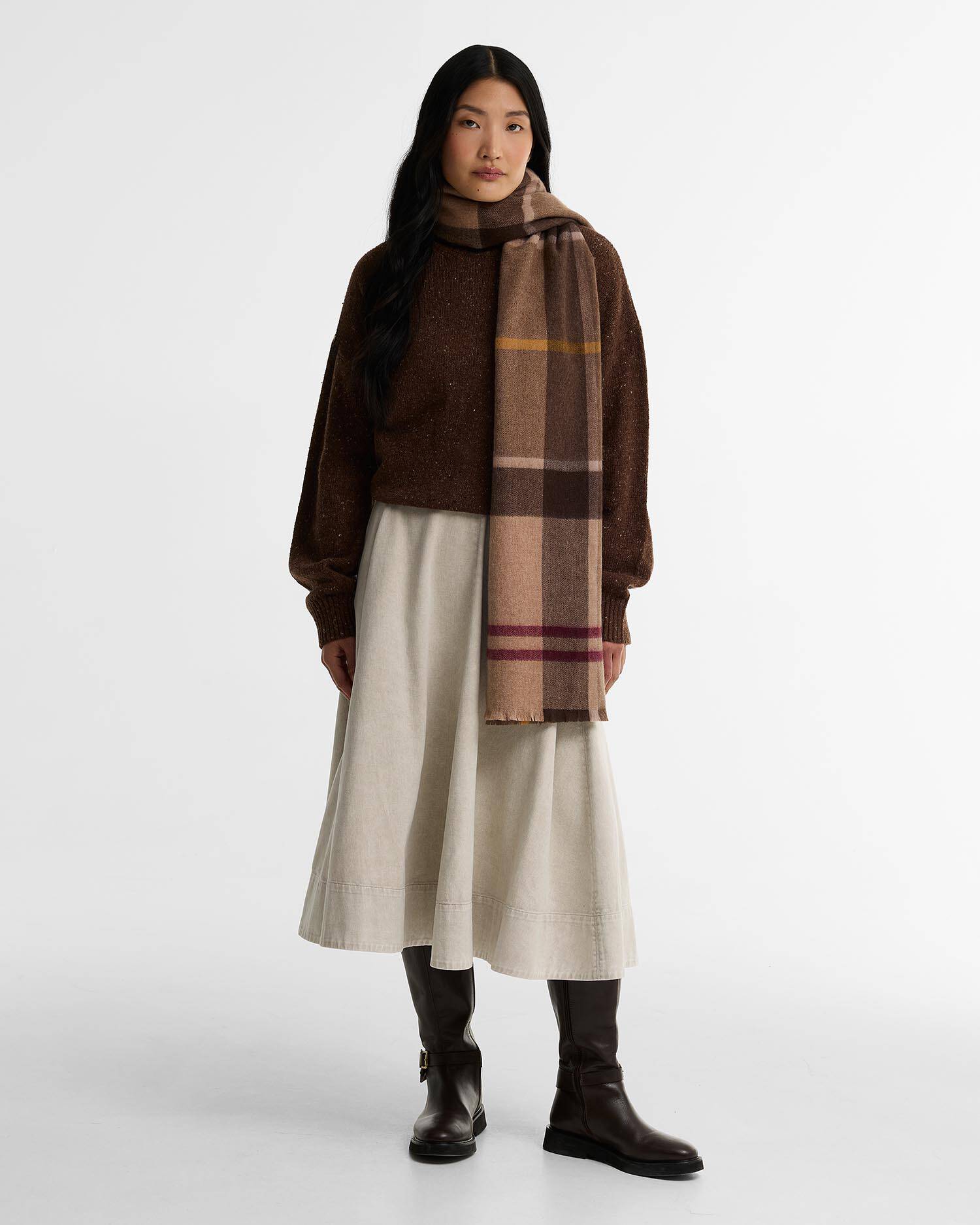 Rosefield Tartan Scarf Muted Tartan image number 1