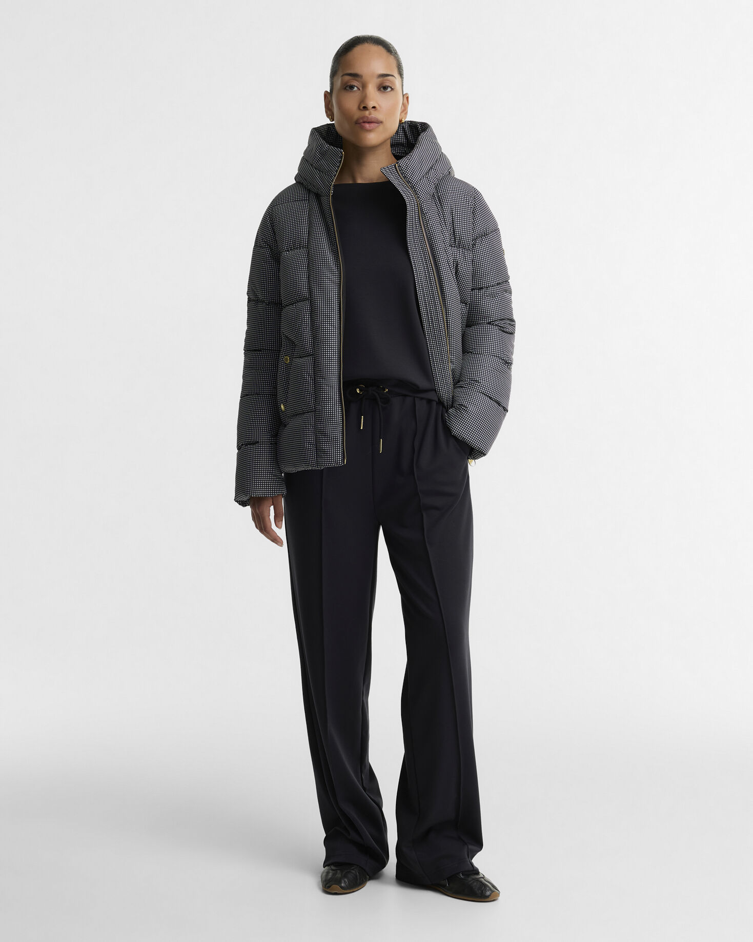 Printed Brantley Puffer Jacket Black Northumberland Check