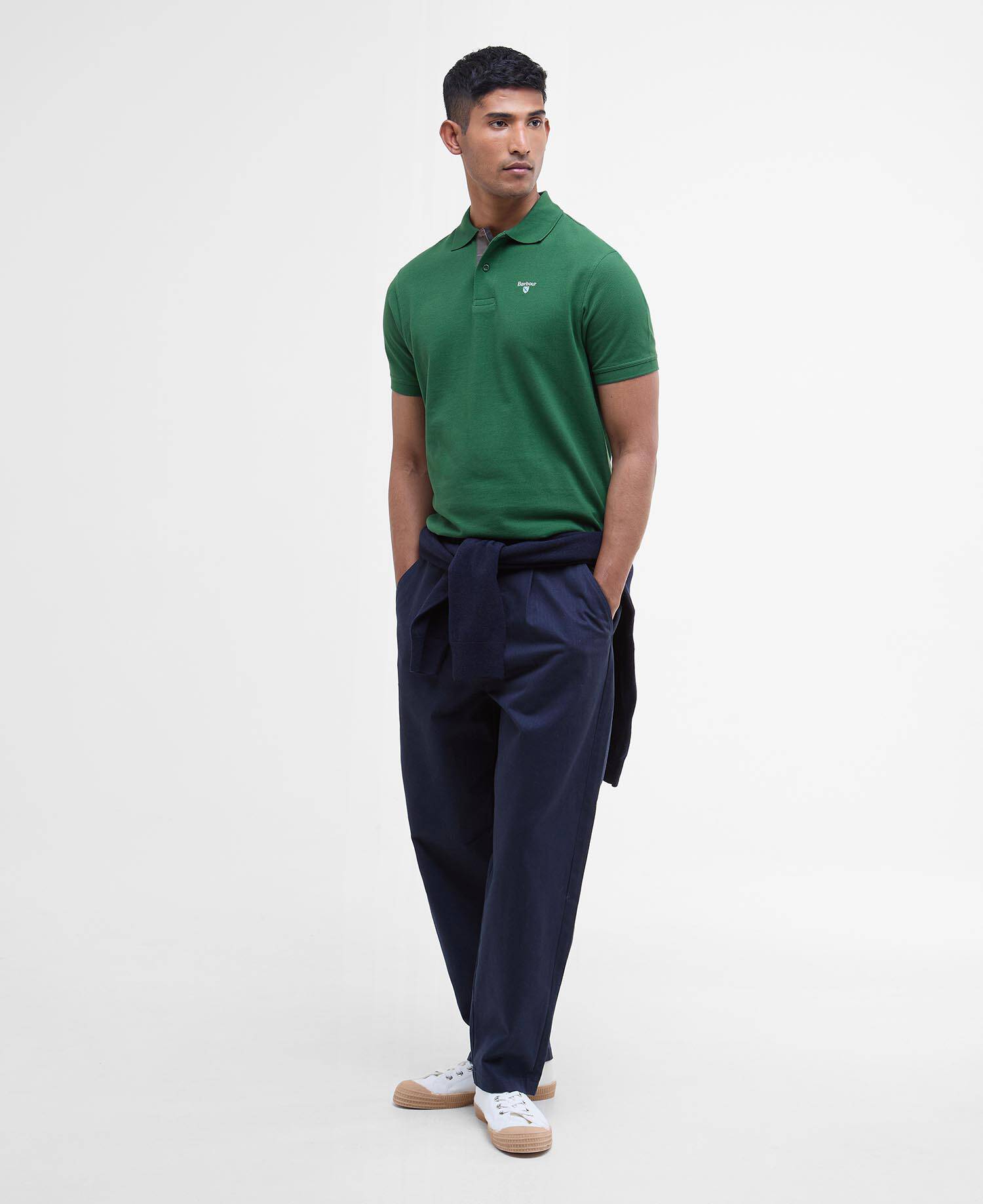Tartan Pique Polo Shirt Racing Green image number 1