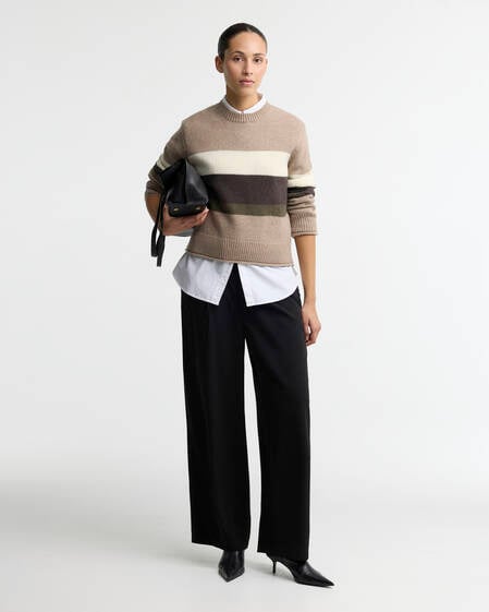 Maglione girocollo Wrenwood in lana con motivo a righe Warm Trench Multi