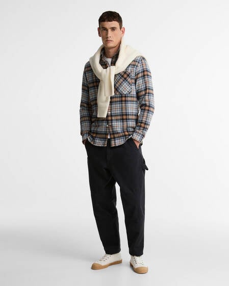 Barbour Hemd Afton Check Authentic Fit Grey Marl