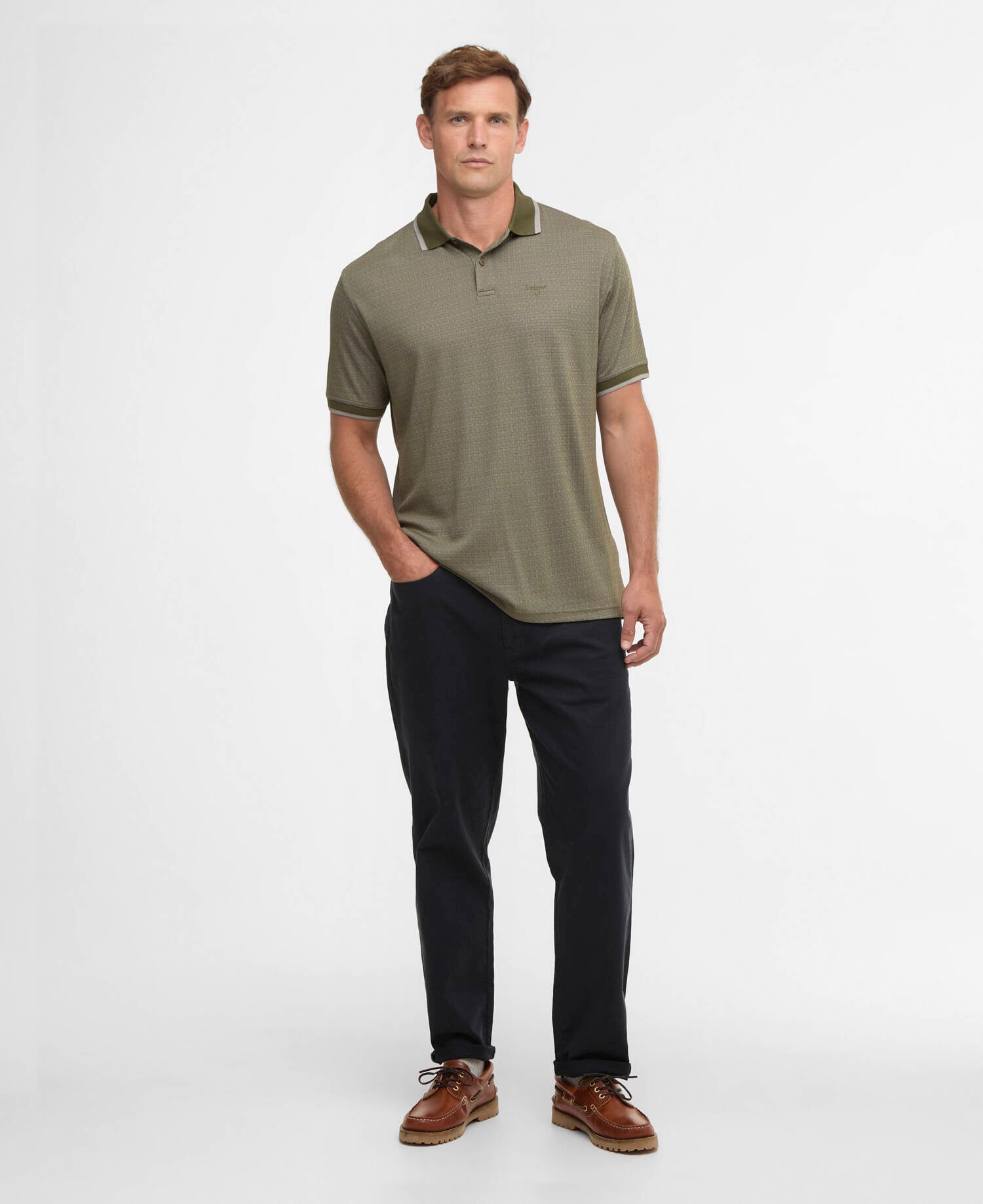 Weston Textured Polo Shirt Mid Olive image number 1