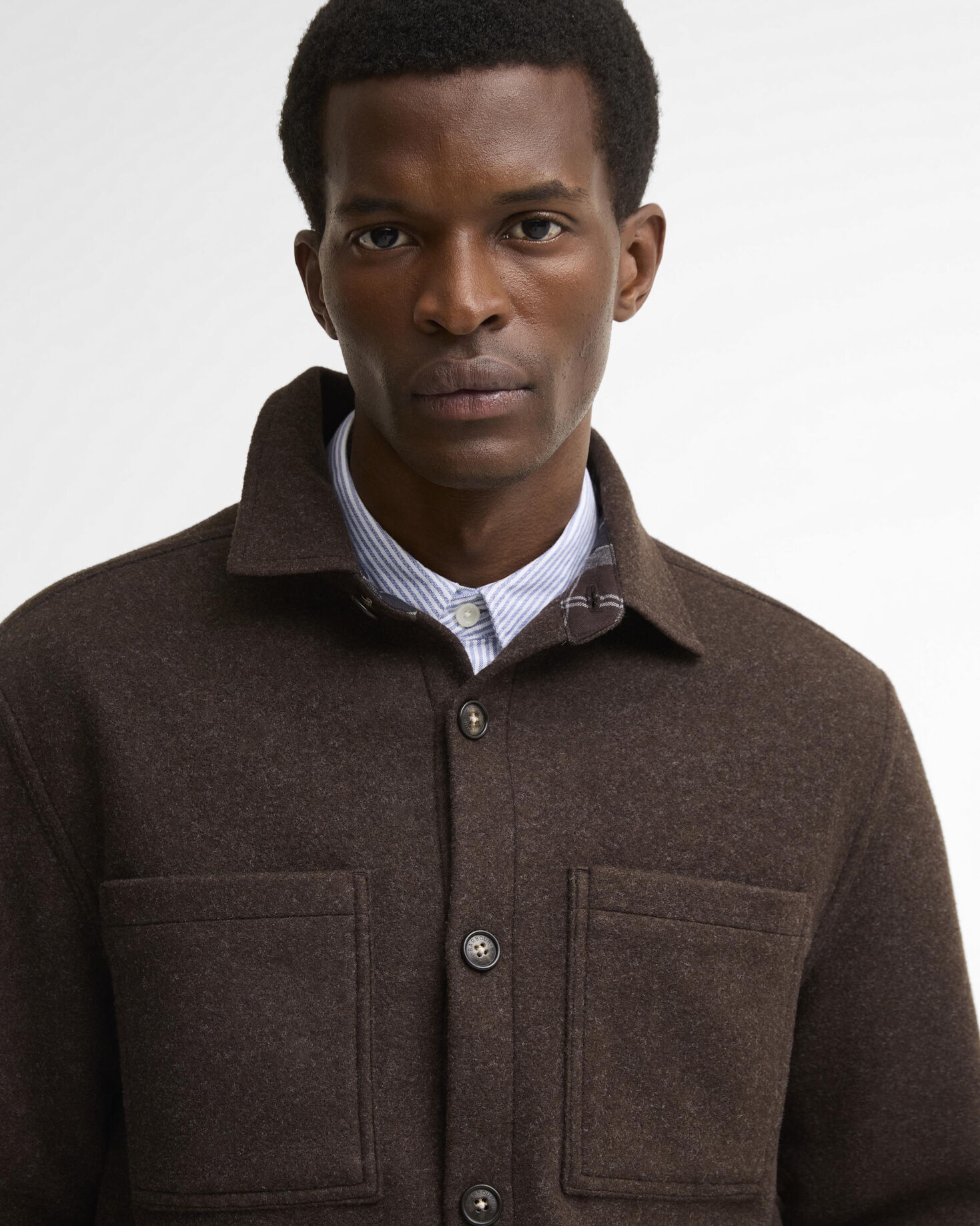Barbour Overshirt Marltown Tailored aus Woll-Mix Dark Oak