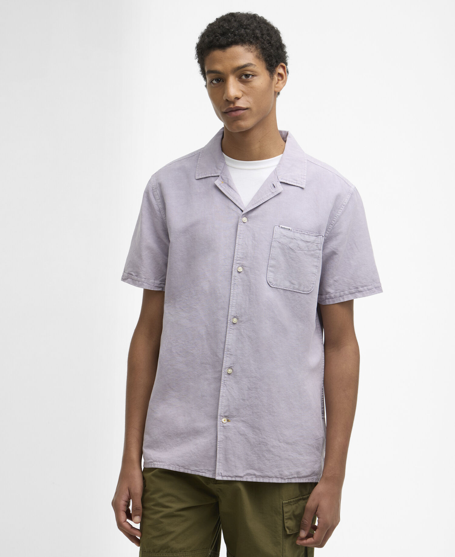 Kurzarmhemd Landkey Overdyed Regular Heather Mist