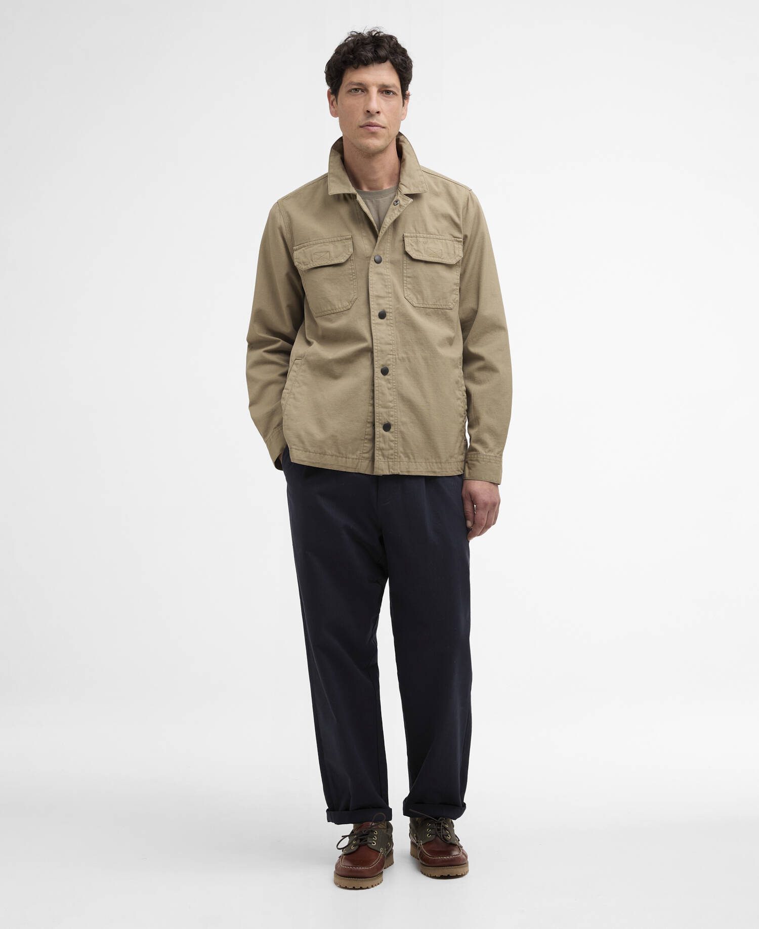Draftmen Cotton Slub Overshirt Grey Olive image number 1