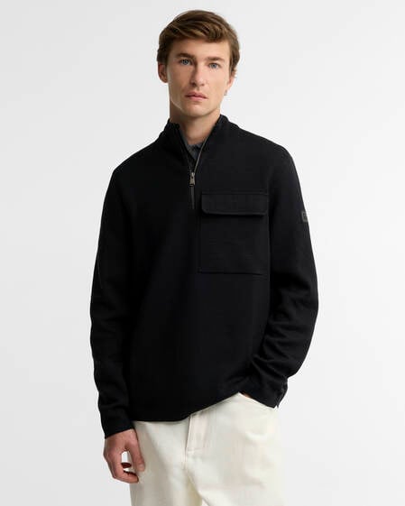 Burley Cotton-Merino Half-Zip Jumper Black