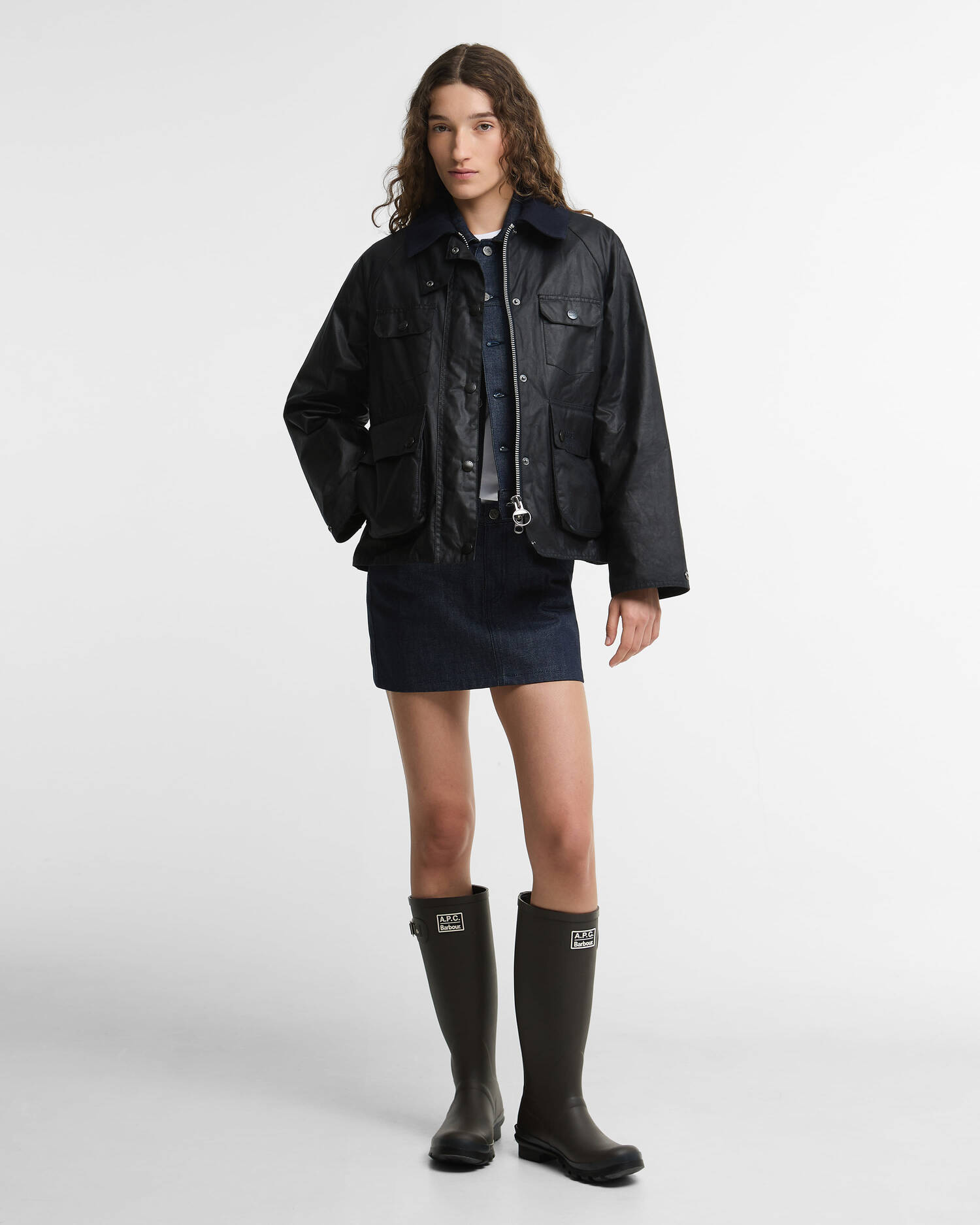 Barbour x A.P.C. Women's Wellingtons Dark Sage image number 1