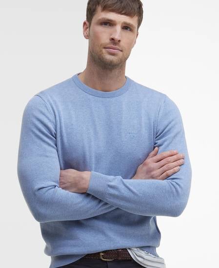 Pima Cotton Crew Neck Jumper Dark Chambray