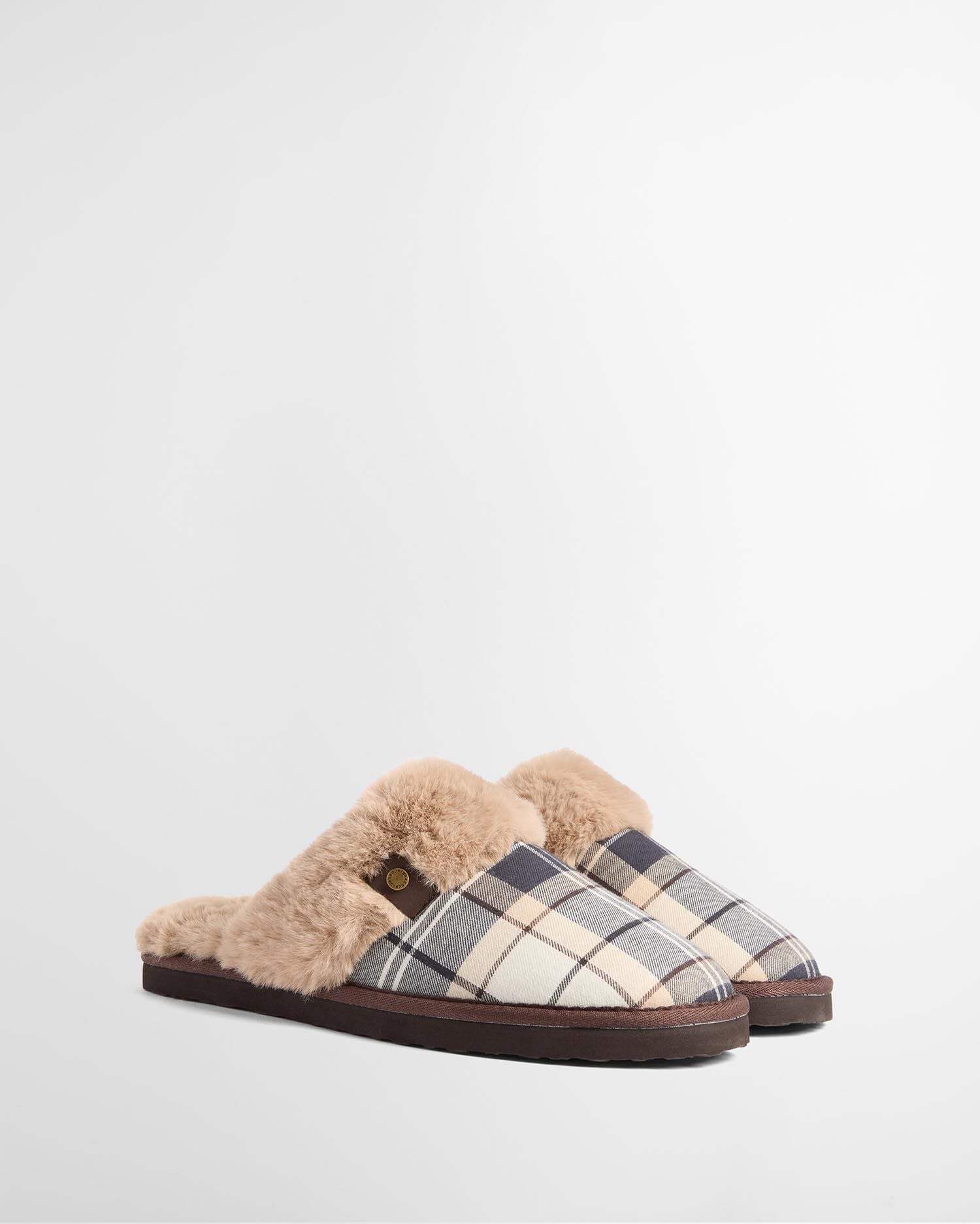 Claudia Tartan Mule Slippers Lt Birchwood Dress Tartan