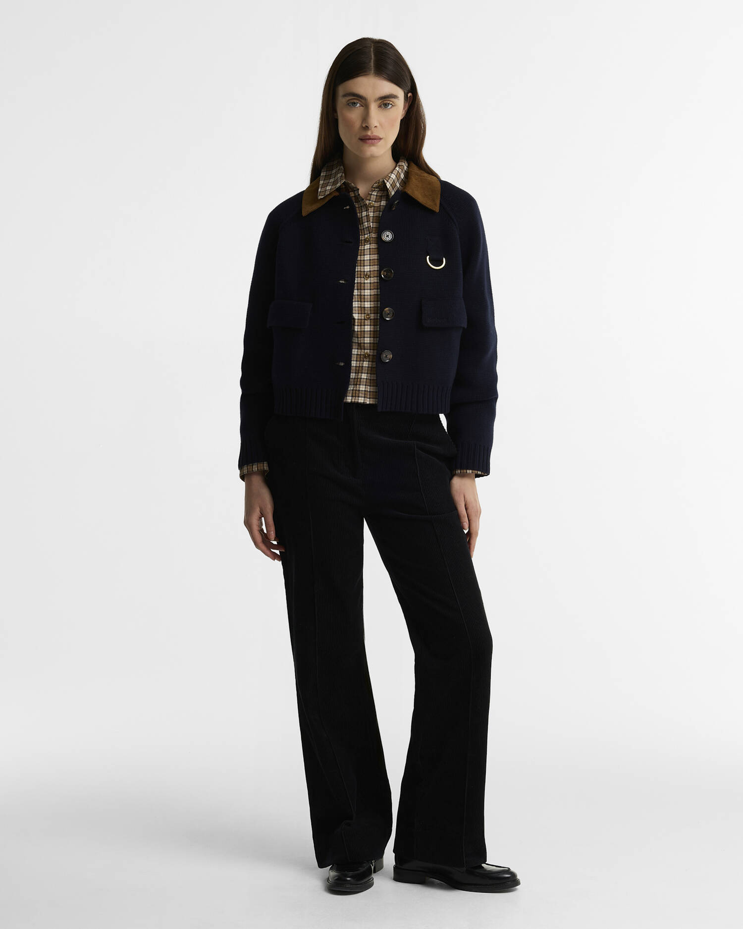 Emmy Cord Flared Trousers Black image number 0