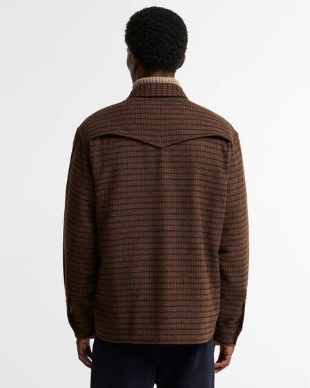Barbour Overshirt Hatfield Houndstooth Oversized Chesnut