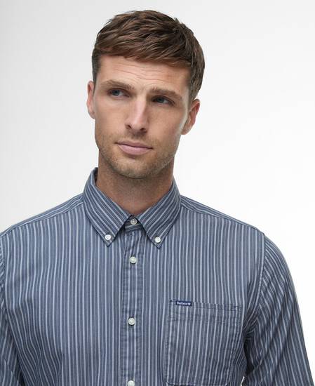 Camicia a maniche lunghe dalla vestibilit&agrave; leggermente aderente Longfield Navy