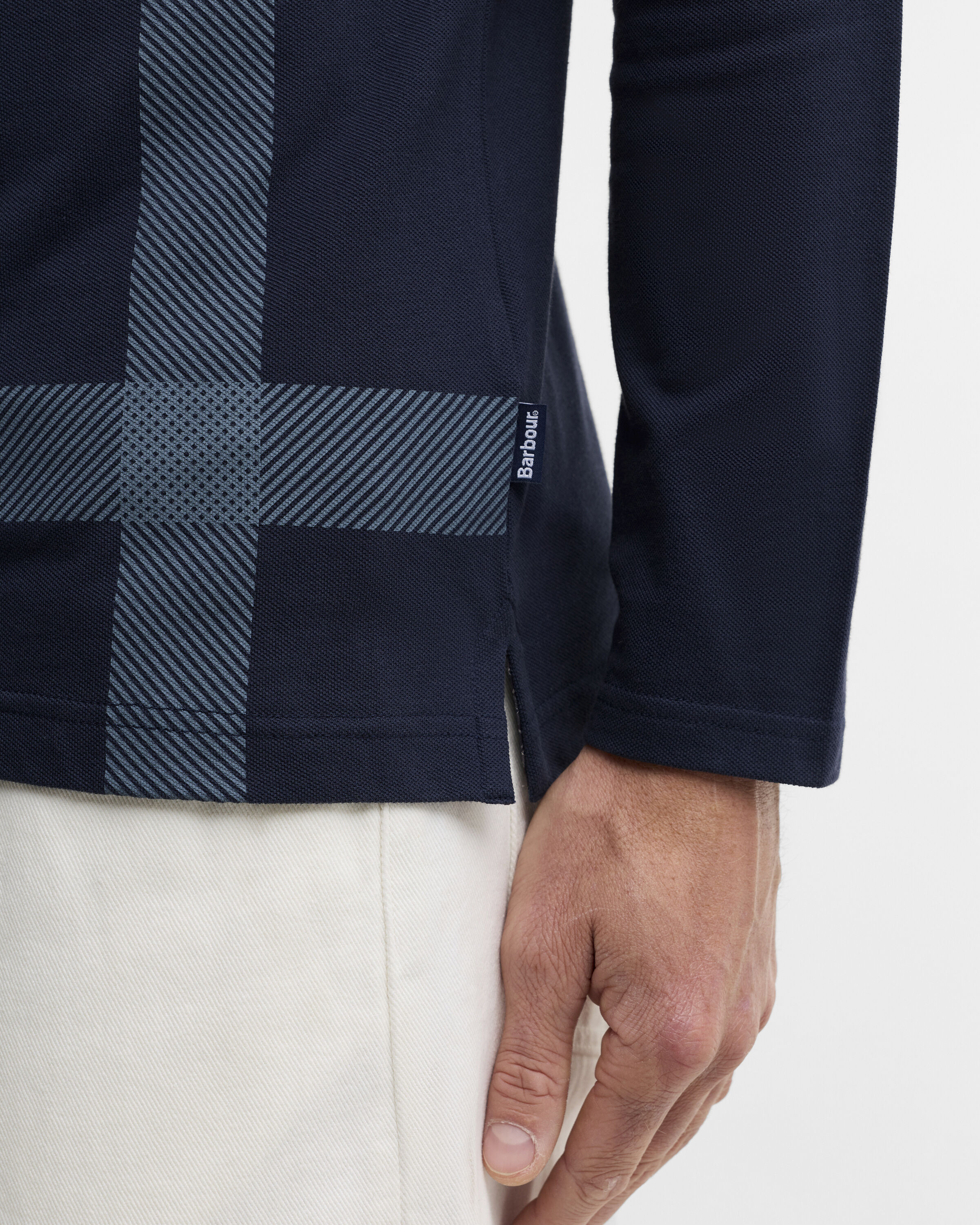Blaine Tartan Long-Sleeved Polo Shirt Navy