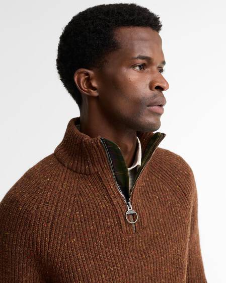 Maglione con zip corta Essentials in lana screziata Bracken