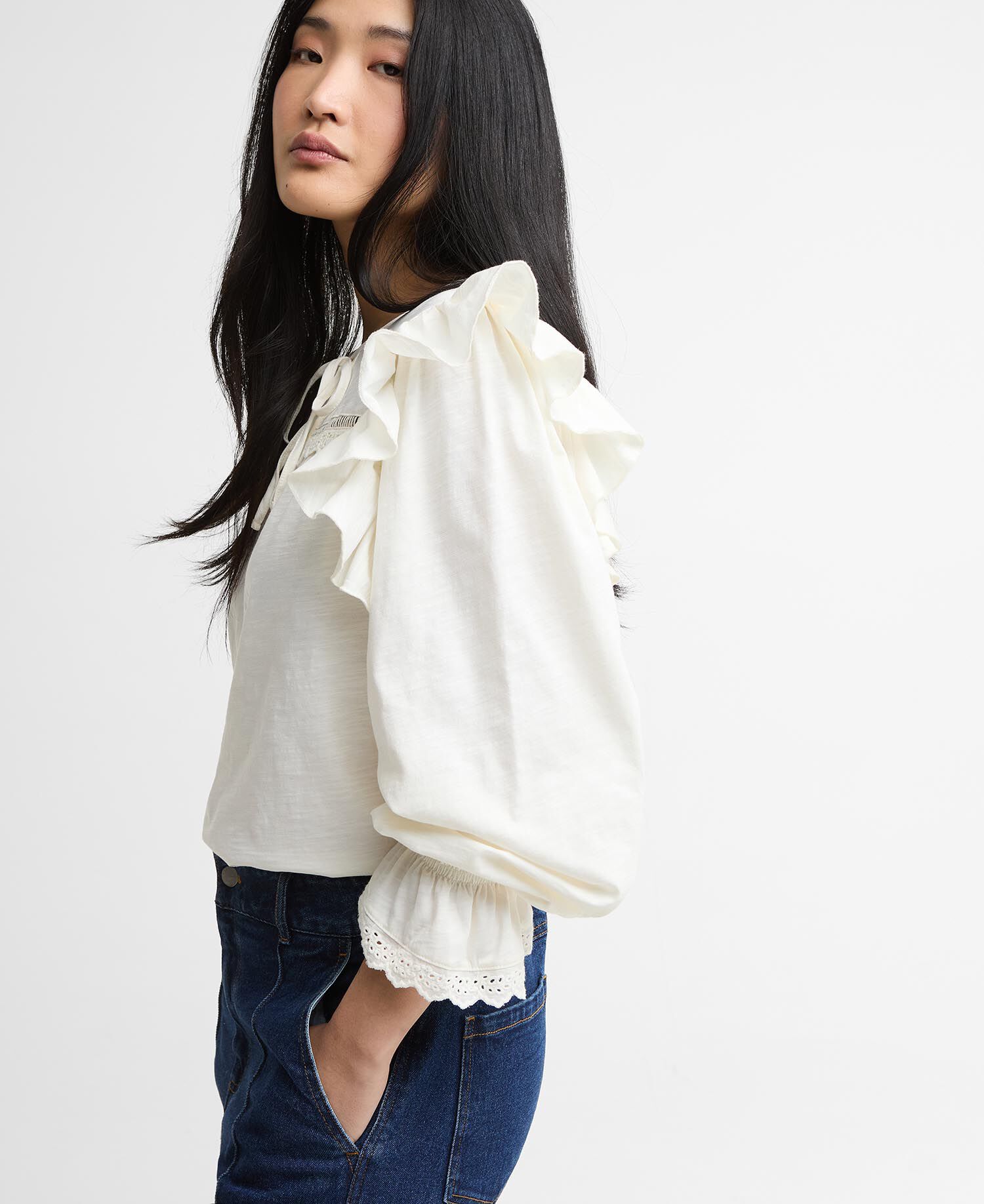 Carleen Ruffled Blouse Cloud