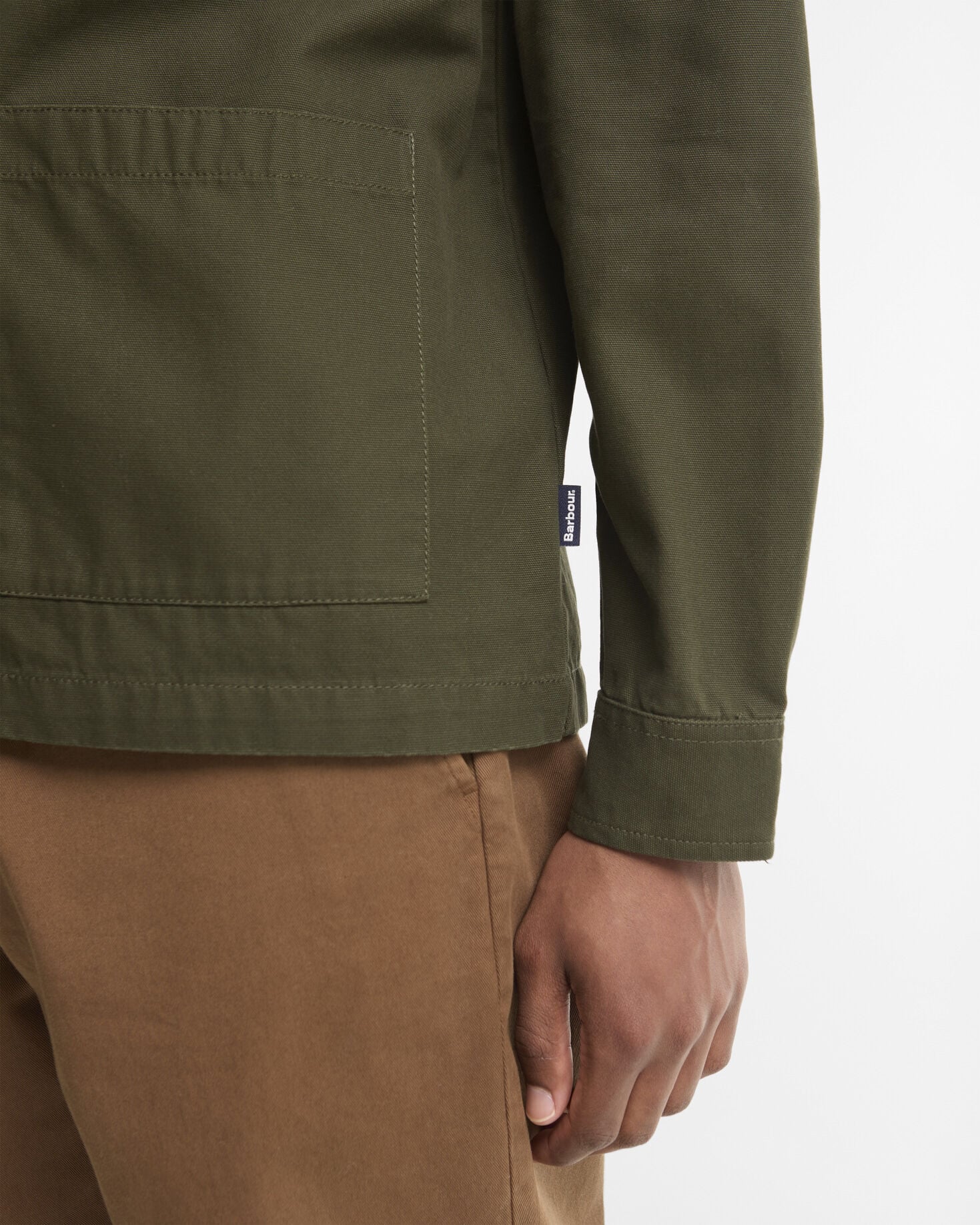 Tartan Trimmed Washed Overshirt Mushroom
