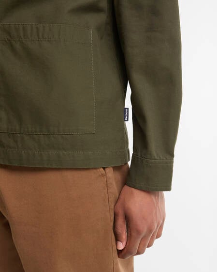 Tartan Trimmed Washed Overshirt Mushroom